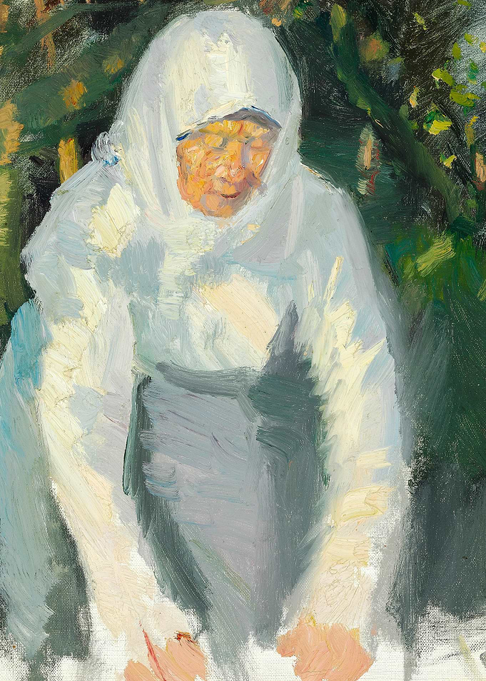 Woman in White Shawl Painting