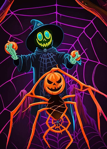 Halloween Witch Pumpkin Spider