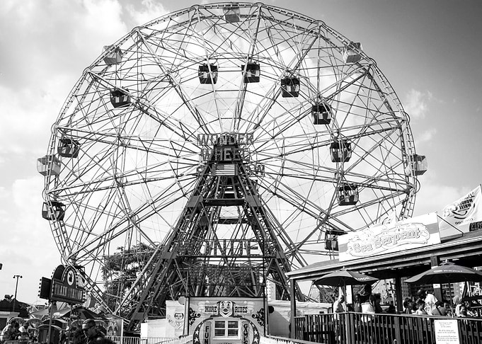 Coney Island Wonder Wheel Black and White