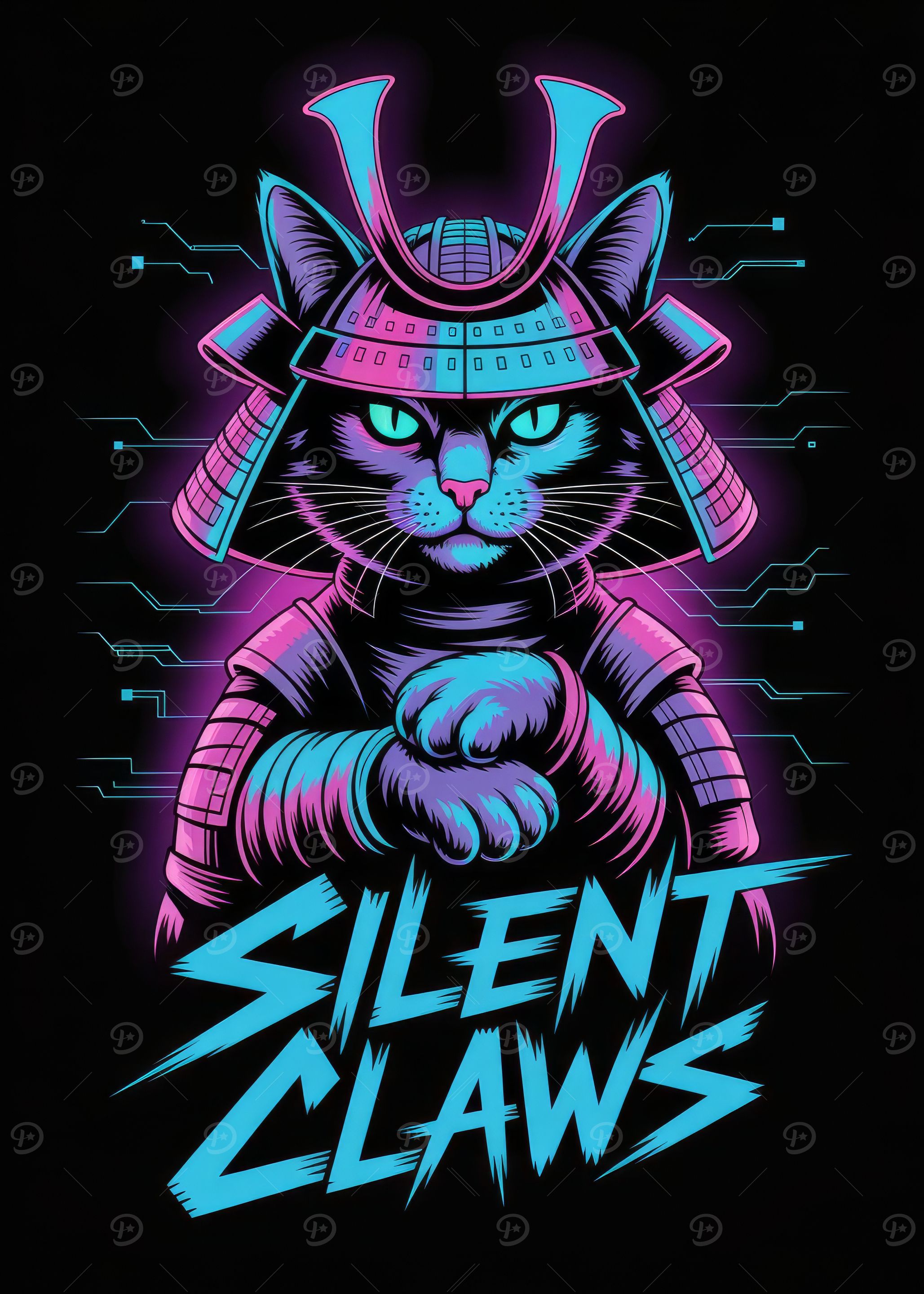 Cyberpunk Samurai Cat 'Silent Claws'