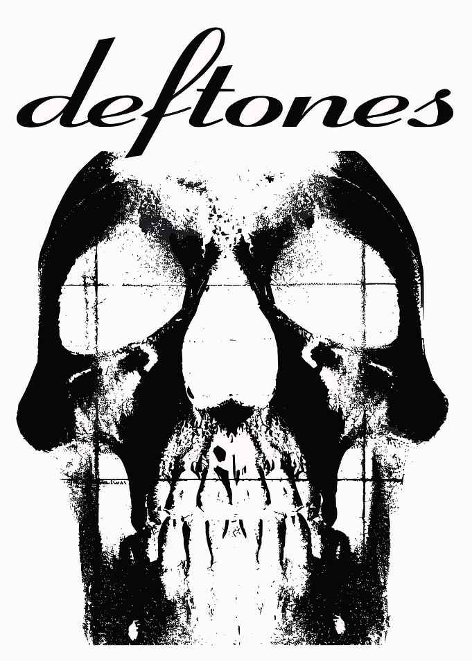Deftones Skull Black and White Art