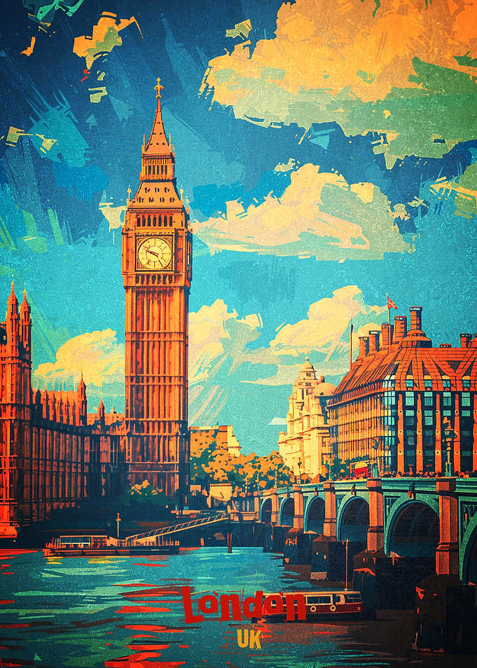 London UK Travel Poster Art