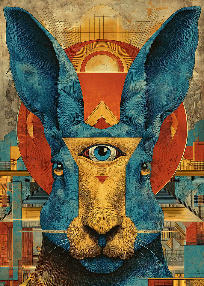 Surreal Rabbit with Third Eye