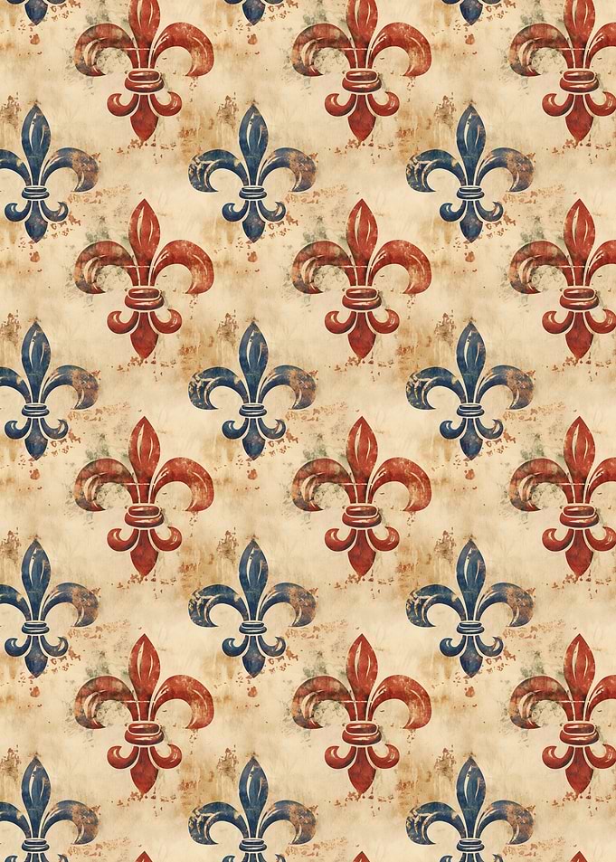 Fleur-de-lis Pattern in Red and Blue