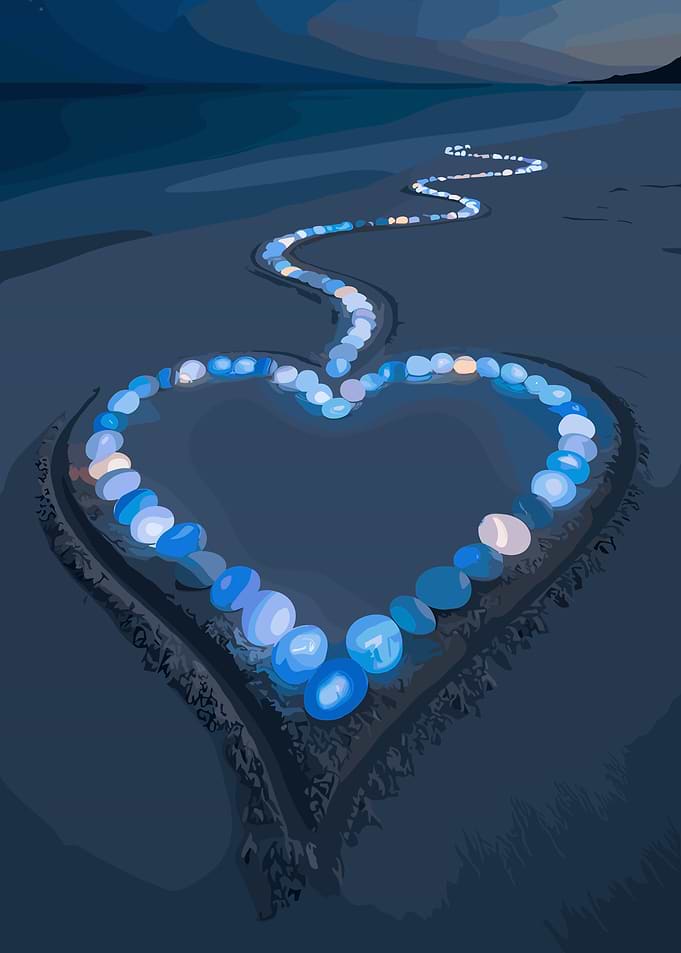 Heart of Stones on a Beach