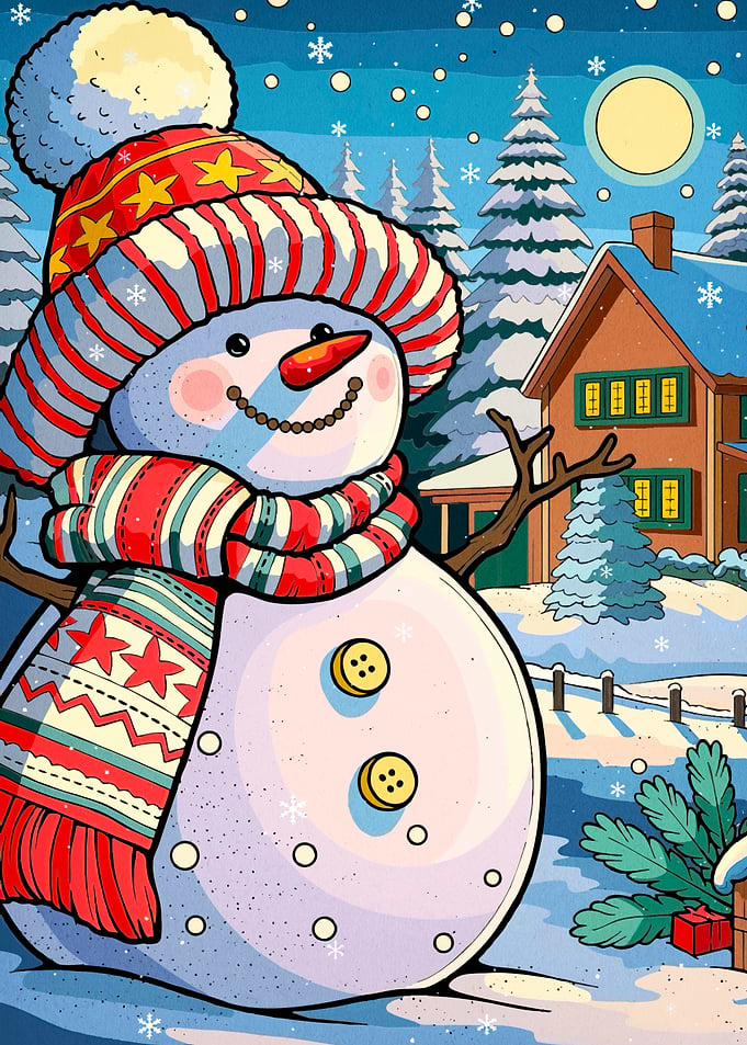 Snowman Winter Scene