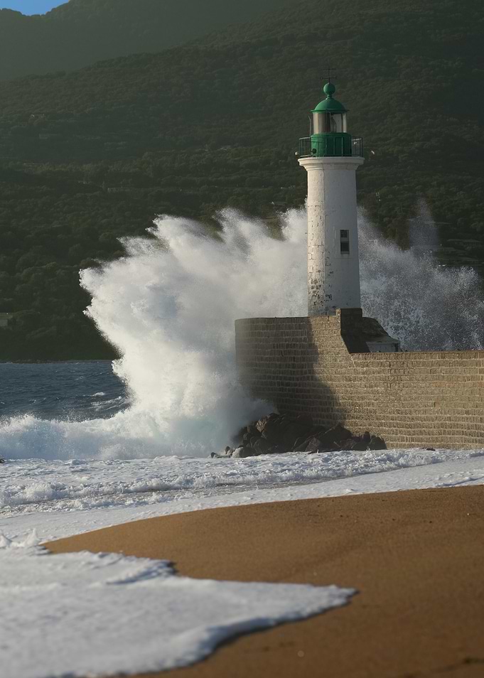 Lighthouse and Crashing Waves