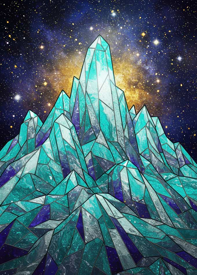 Crystal Mountain Under Starry Sky