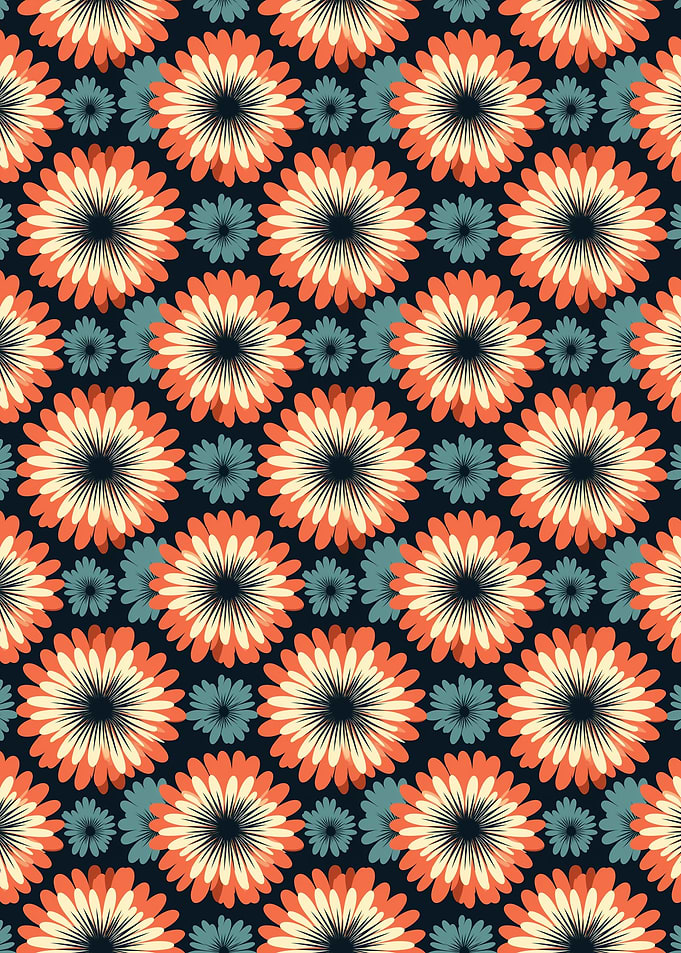 Floral Pattern with Retro Colors