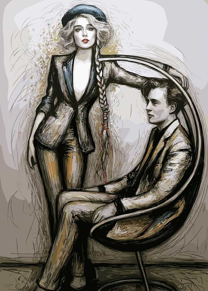 Elegant Couple in Sketch Style