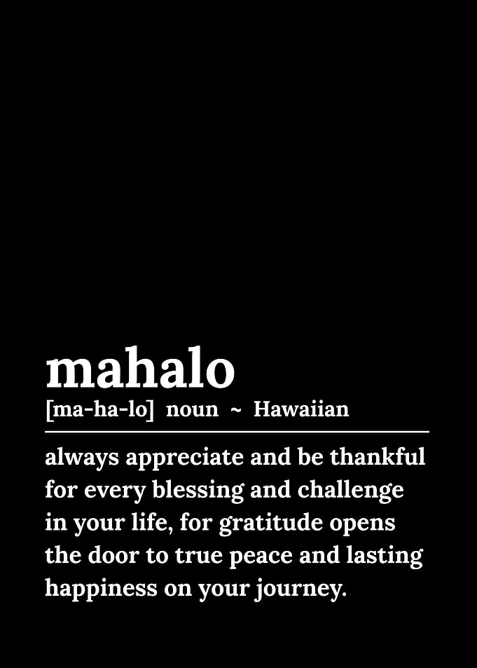 Mahalo Definition Black and White
