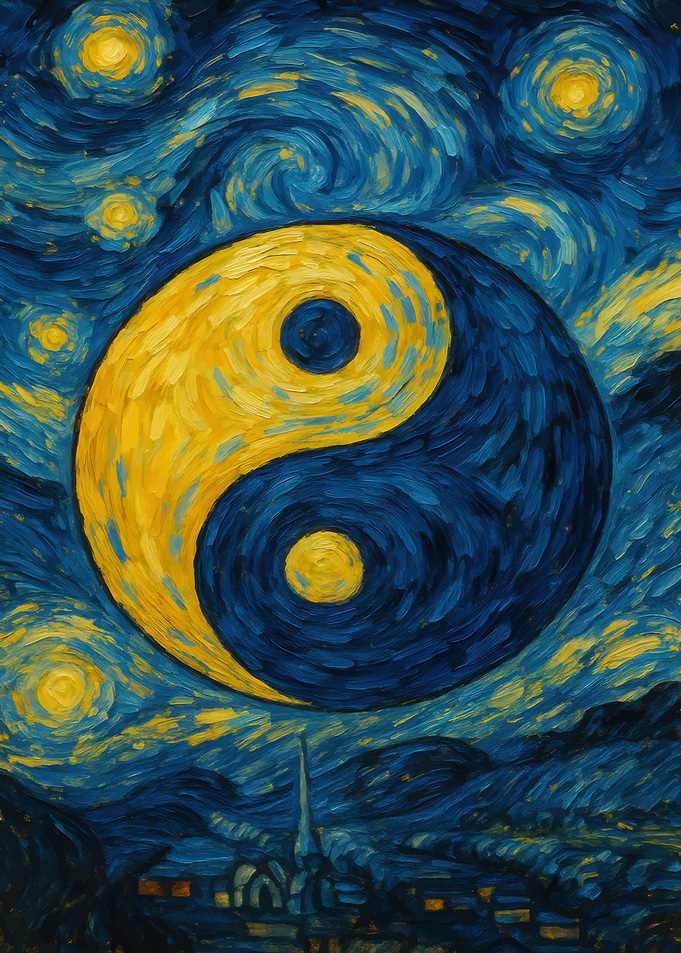 Yin Yang Starry Night Painting