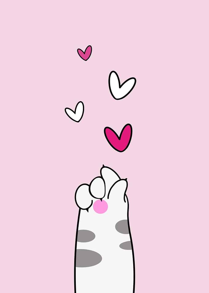 Cute Cat Paw with Hearts