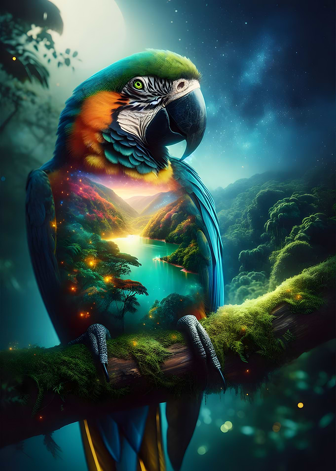 Surreal Parrot Landscape