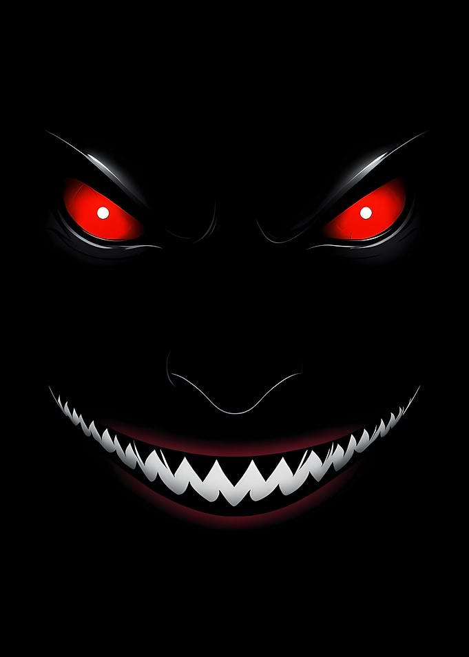 Evil Grin with Red Eyes