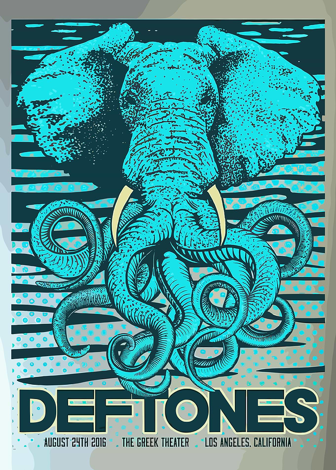 Deftones Concert Poster Elephant Octopus Hybrid