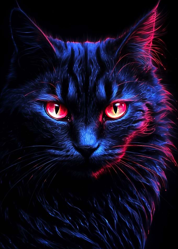 Neon Cat Portrait