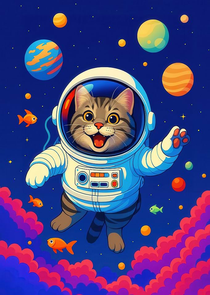 Astronaut Cat in Space