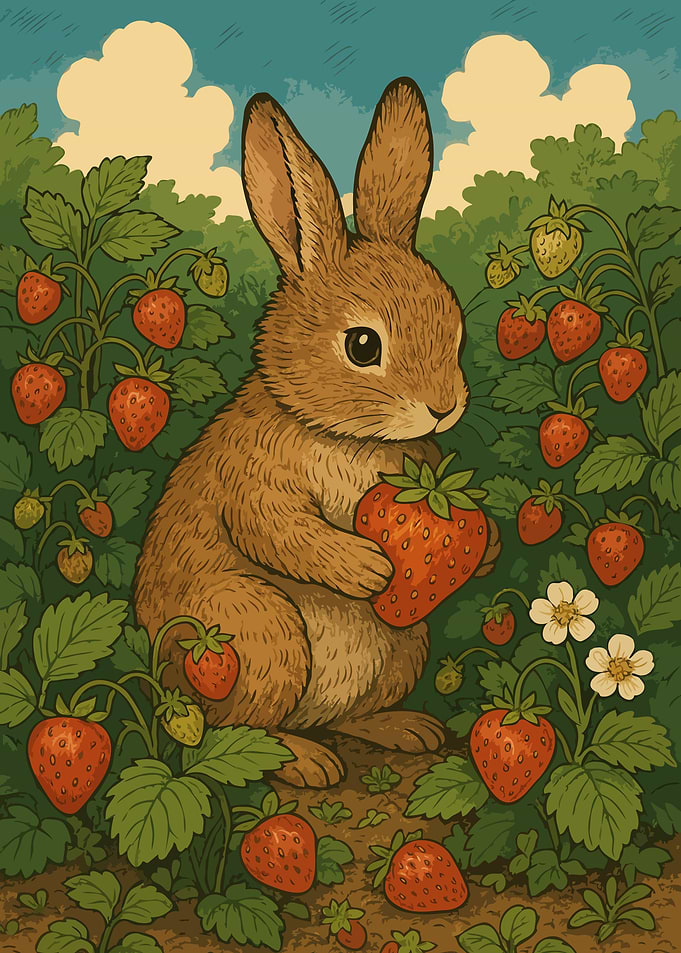 Rabbit with Strawberry | Berry Sweet Bunny