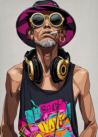 Cool Dude with Headphones and Hat