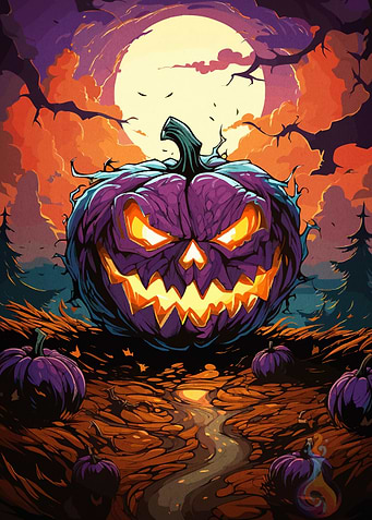 Halloween Pumpkin Full Moon