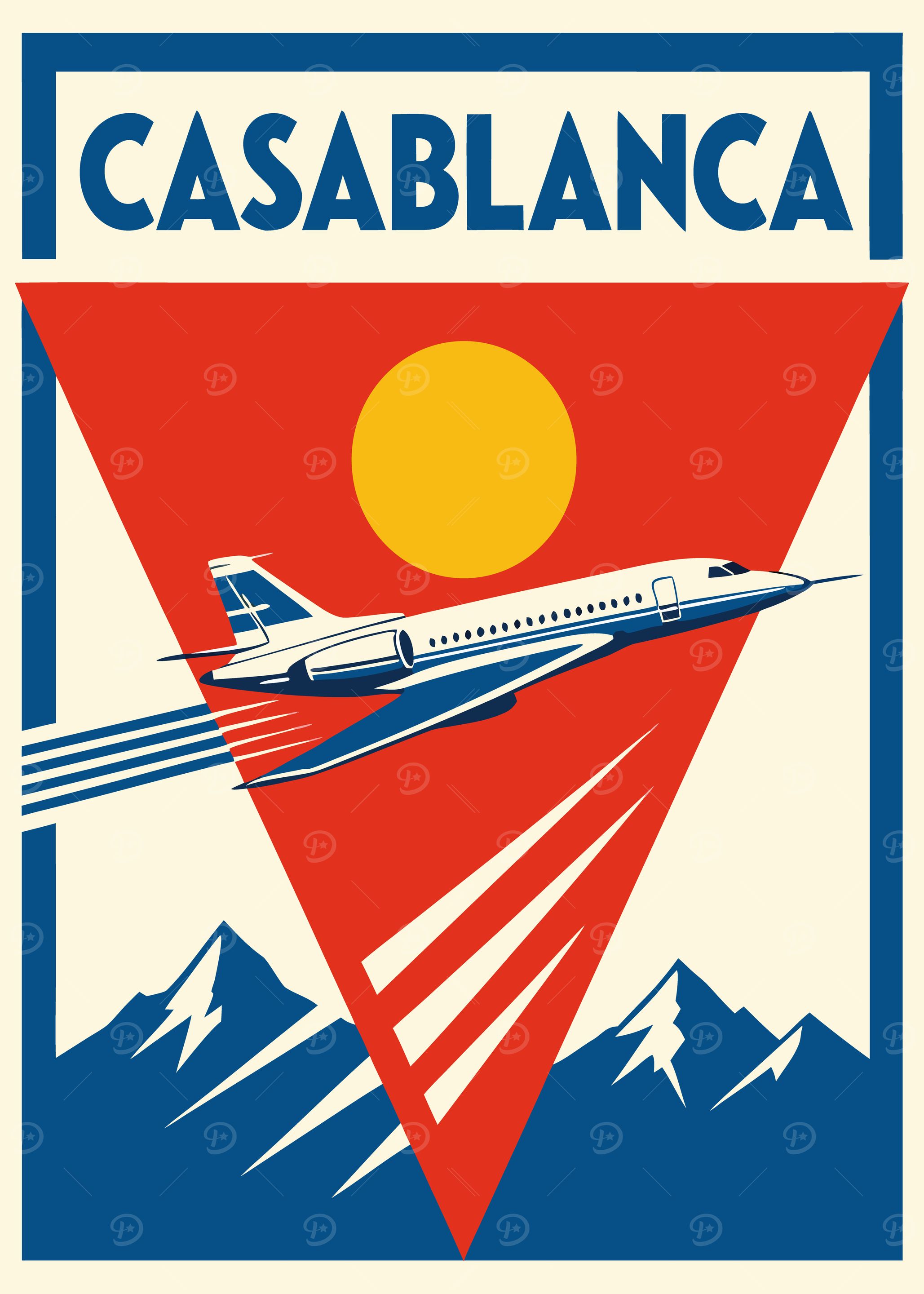 Casablanca Travel Poster Art Deco Style