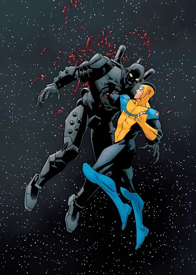 Invincible vs Robot in Space Battle