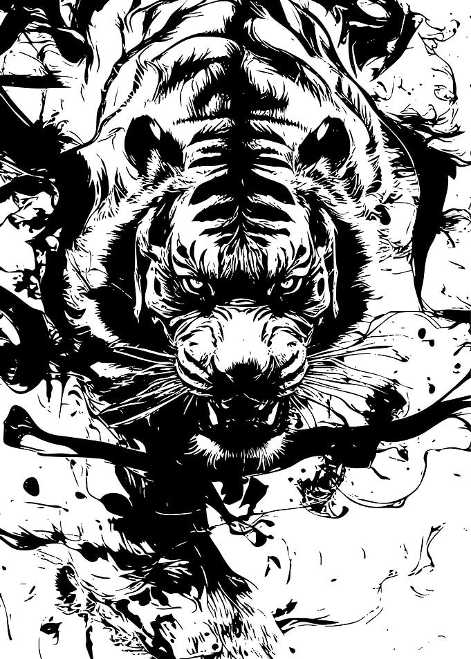 Monochrome Tiger Illustration