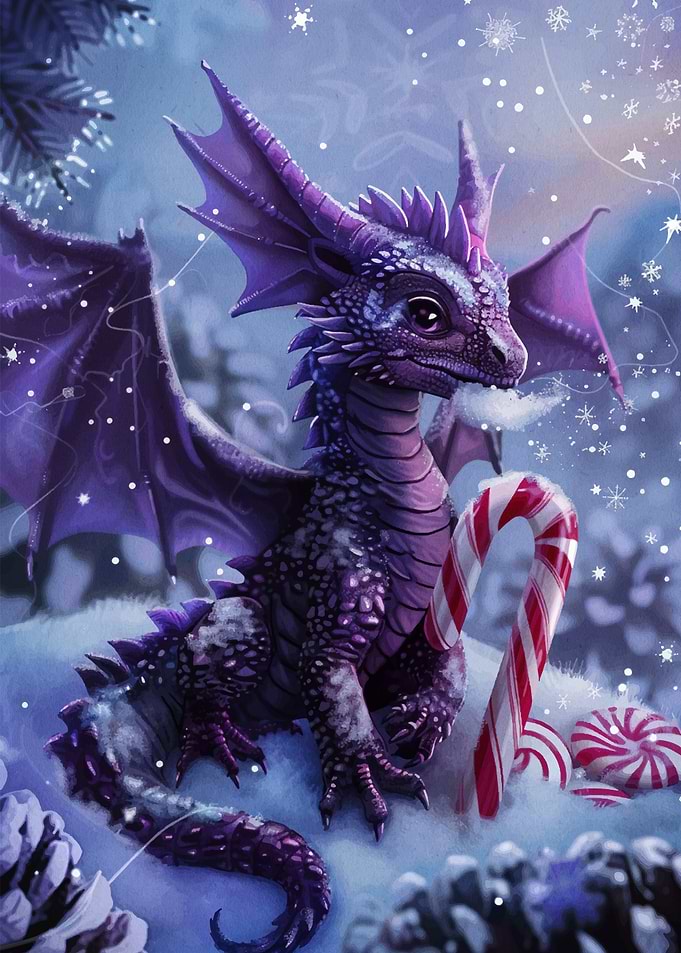 Winter Dragon with Candy Cane