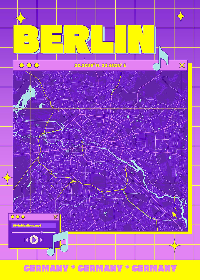 Berlin Map Retro Aesthetic