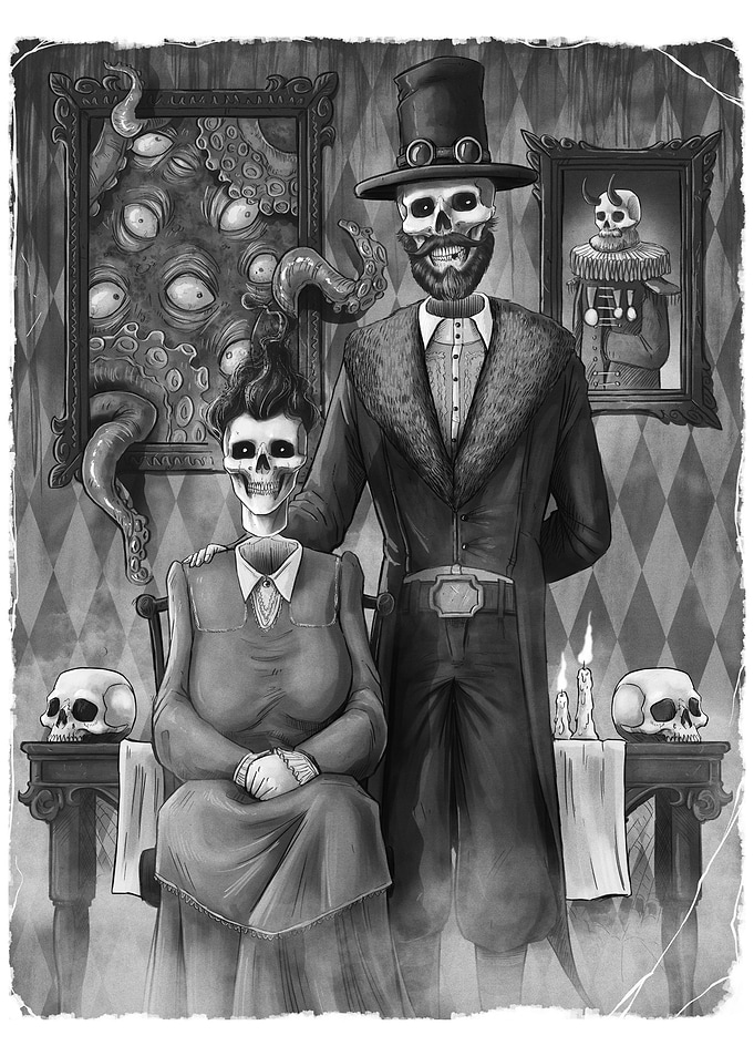 Steampunk Skeleton Family Portrait