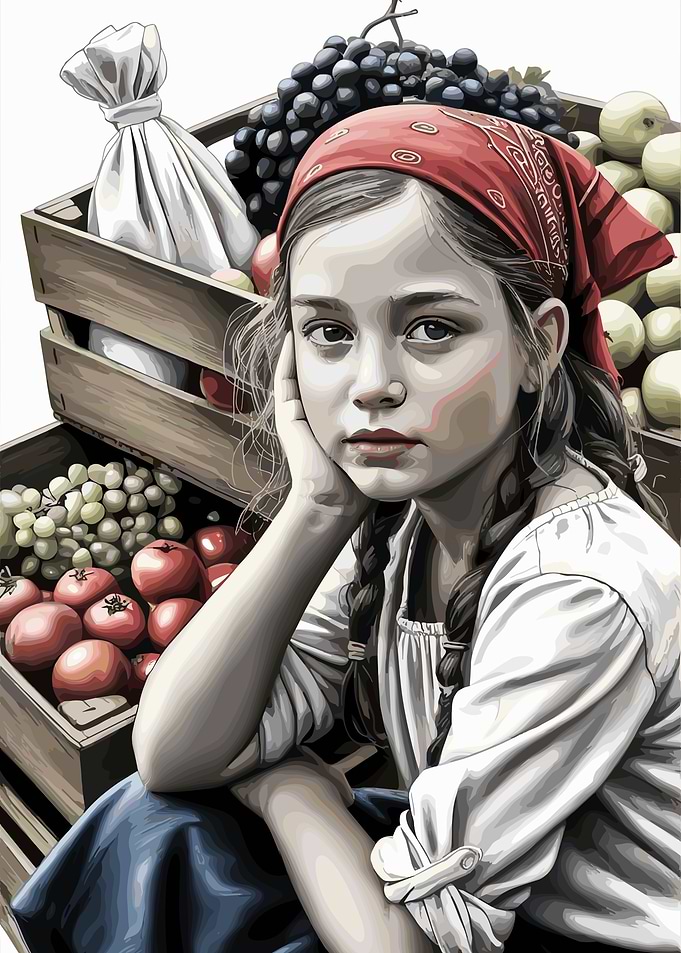 Girl with Fruit Still Life