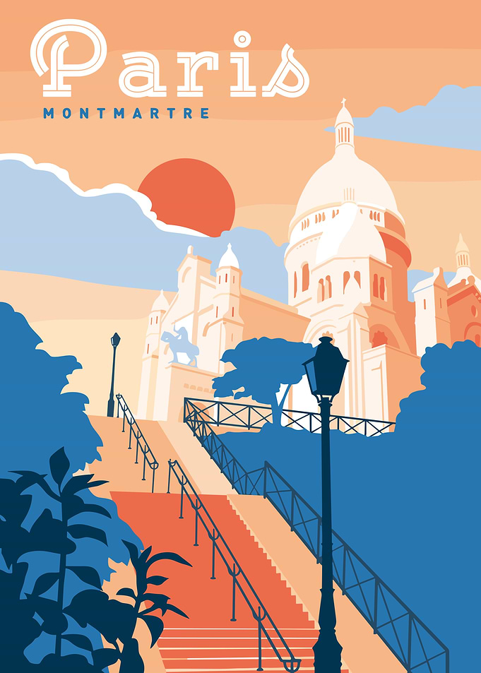 Paris Montmartre Travel Poster