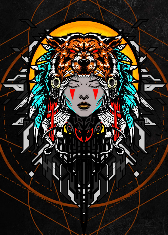 Wolf Headdress beast master Digital Art