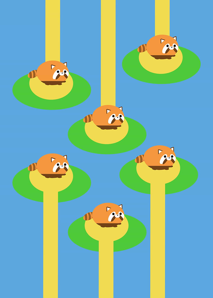 Red Pandas on Trees Digital Art