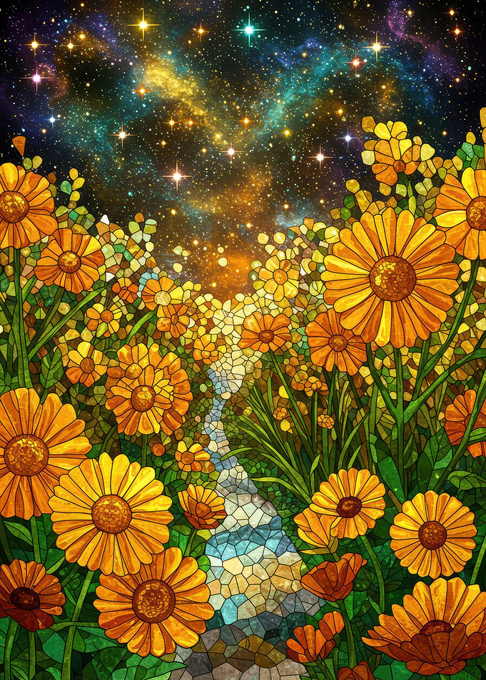 Floral Galaxy Stained Glass Art