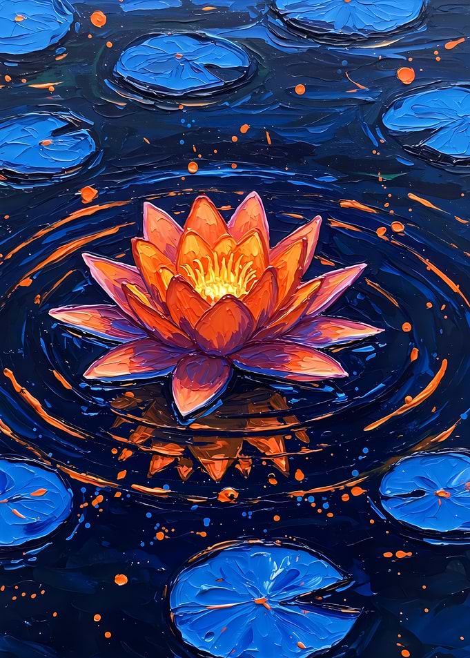 Vibrant Water Lily Painting