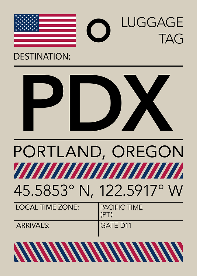 PDX Portland, Oregon Airport Luggage Tag