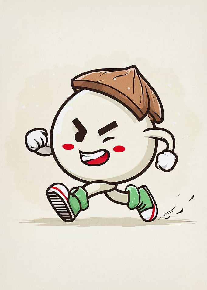 Cartoon Character Running with Hat