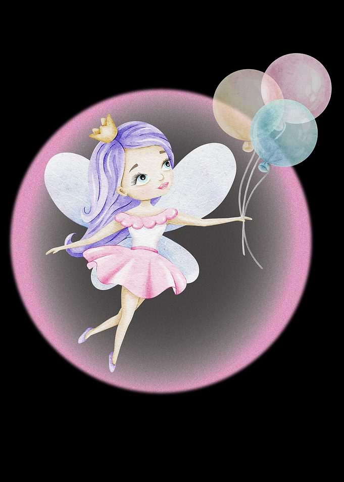 Cute Fairy with Balloons Illustration