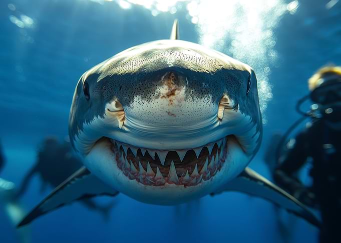 Great White Shark Underwater Close-Up