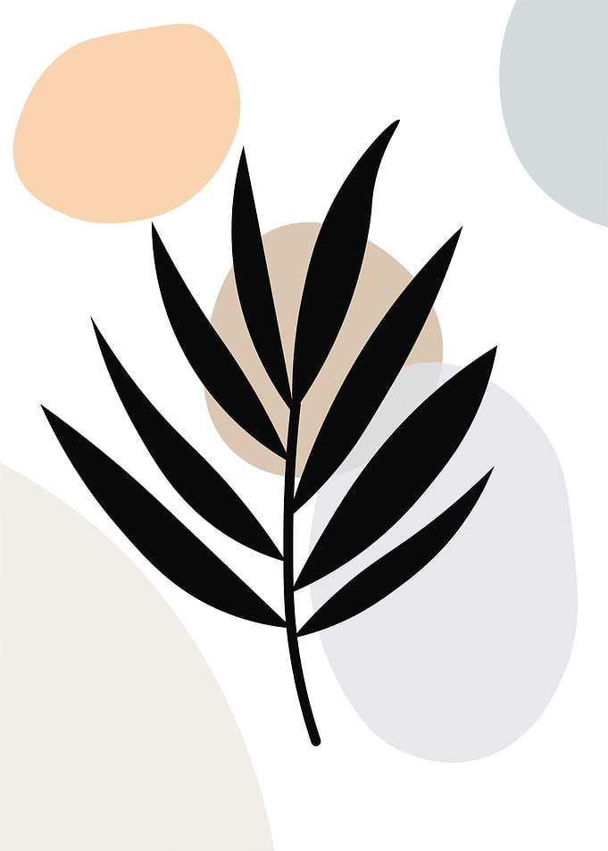 Minimalist Black Leaf with Abstract Shapes