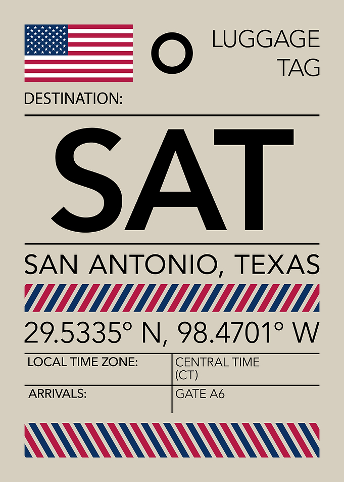SAT San Antonio, Texas Airport Luggage Tag