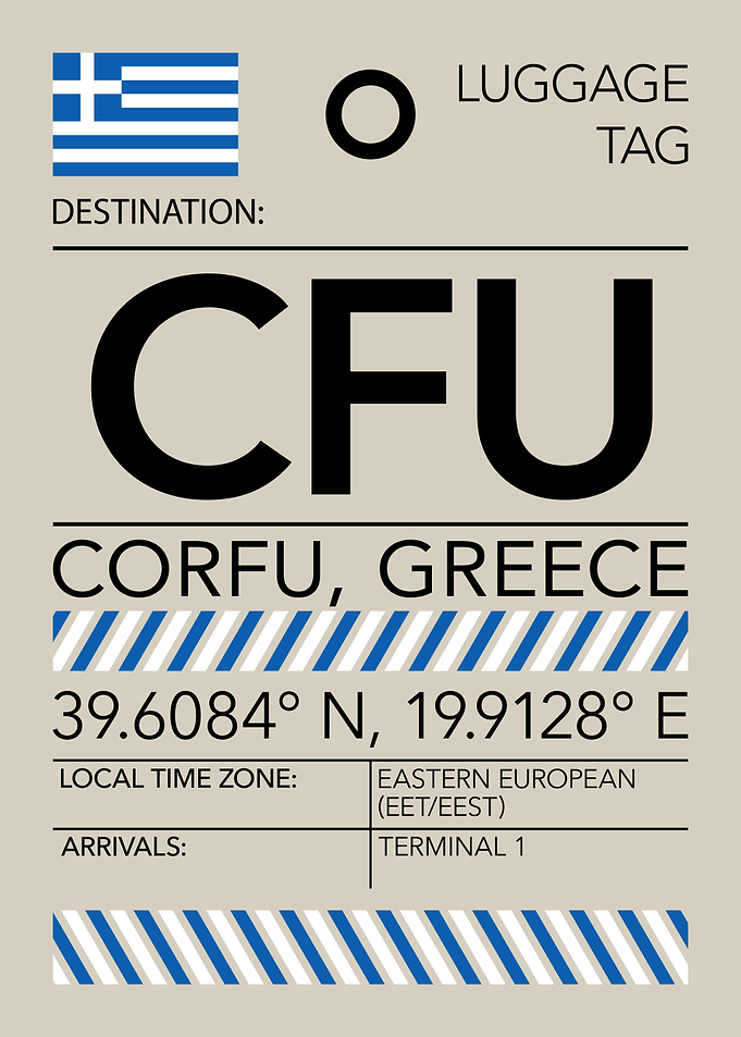 CFU Corfu, Greece Airport Luggage Tag