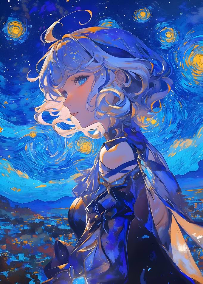 Anime Girl Starry Night