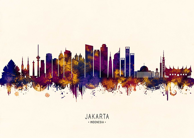 Jakarta Skyline Watercolor
