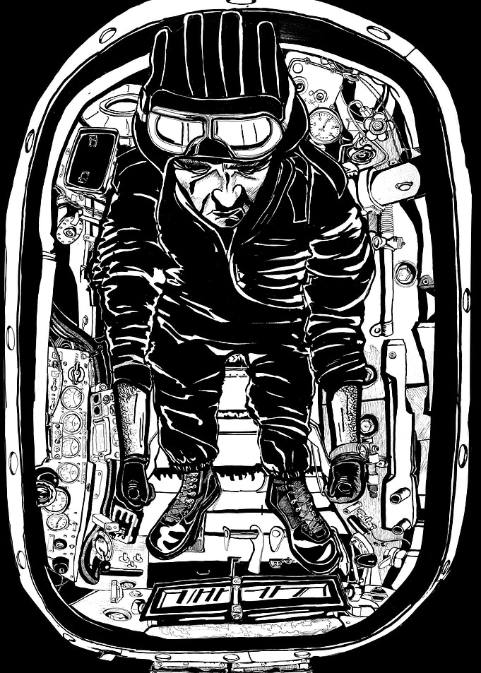 Tank Driver in Black and White