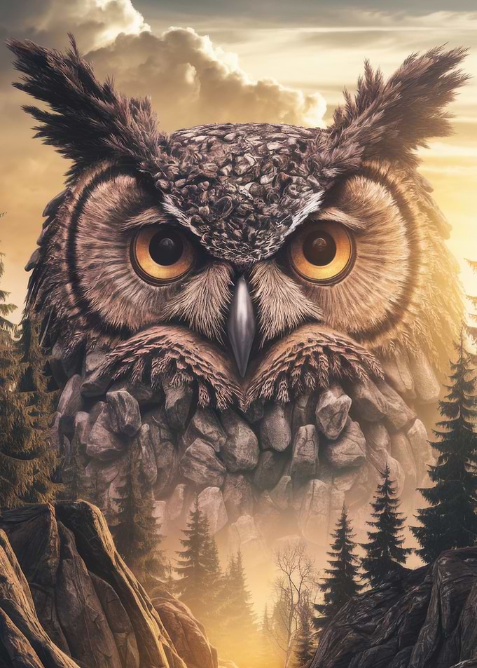 Majestic Owl Mountain Landscape