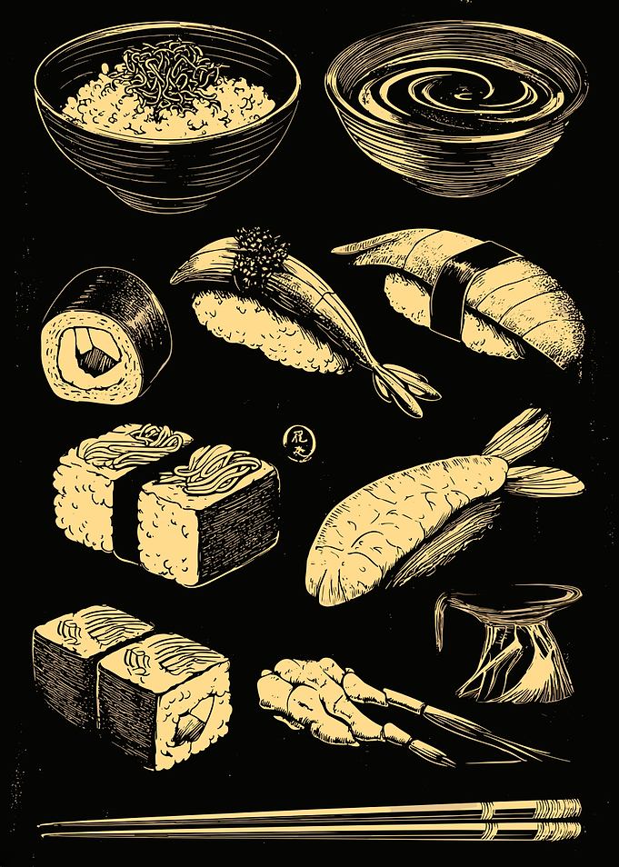 Sushi and Japanese Food Illustration