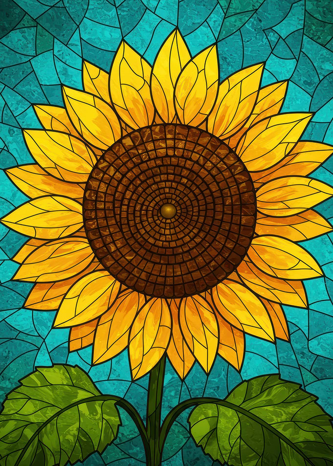 Stained Glass Sunflower Art